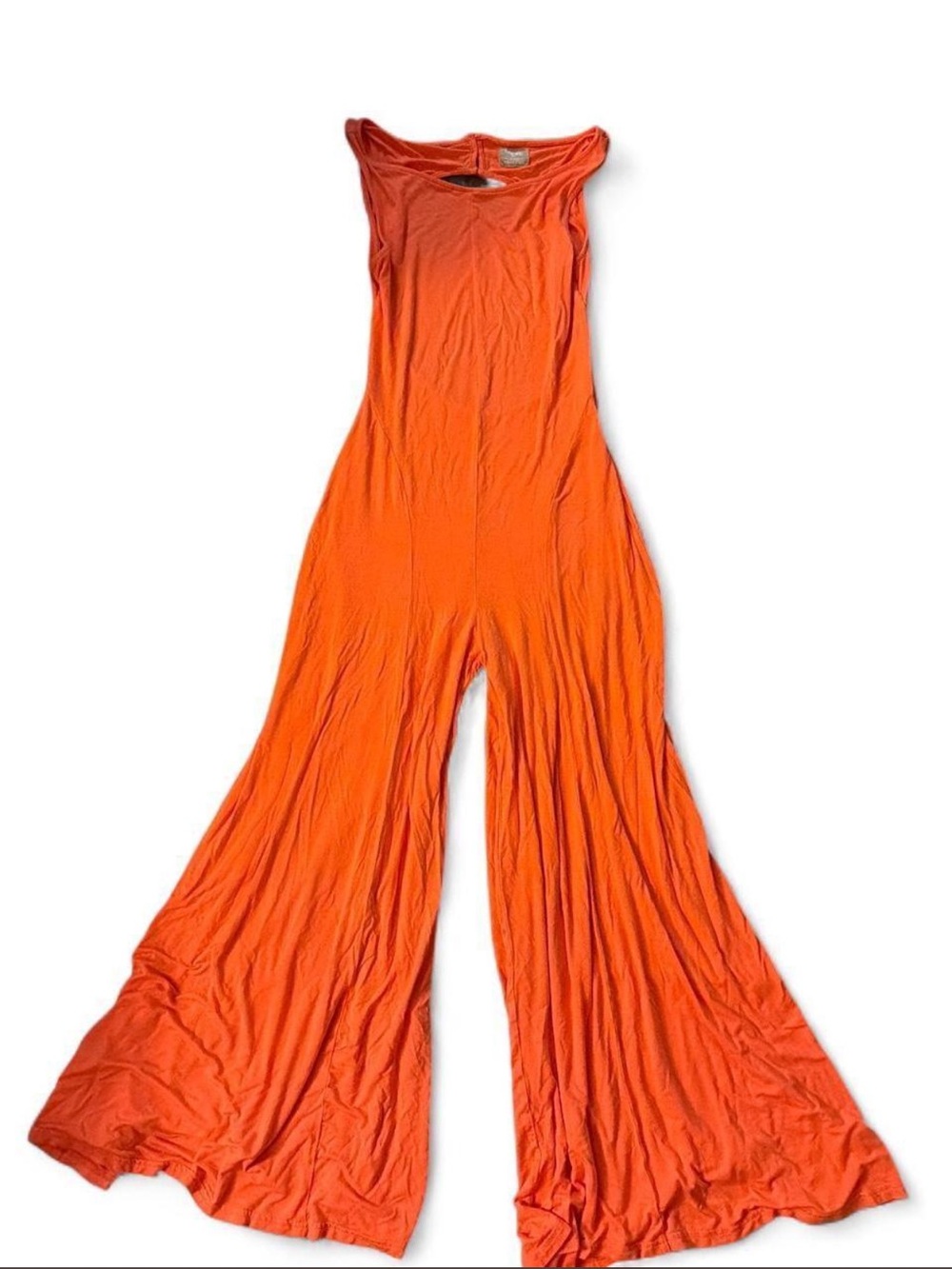Free People Orange Wide-Leg Open Back Jumpsuit